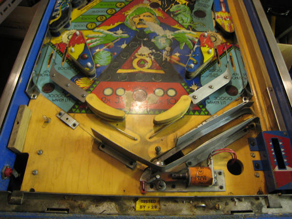The bottom part of the damaged playfield