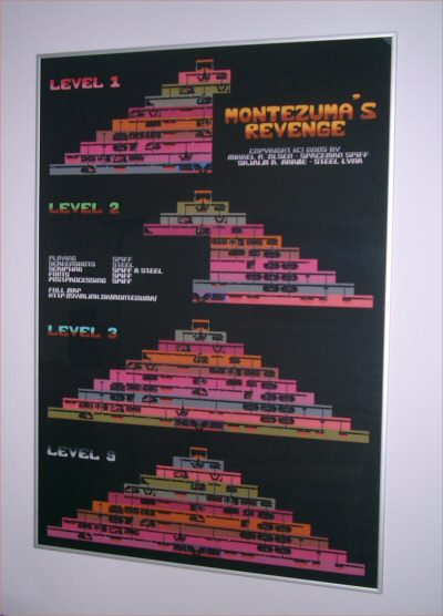 Framed poster of Montezuma's Revenge maps
